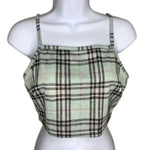 Papaya Plaid Green Crop Top Size M